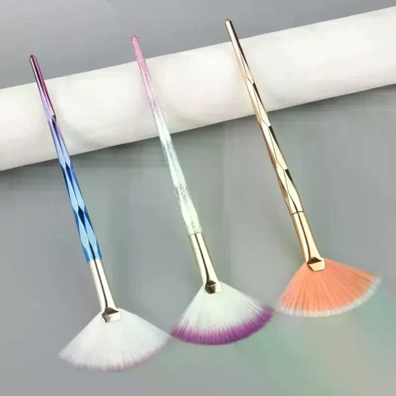 فرشاة مكياج كبيرة مسطحة لتسليط الضوء على شكل مروحة أحمر الخدود، فرشاة مكياج بودرة فضفاضة للوجه، أدوات كورية ناعمة ومريحة حتى الألوان للنساء #4