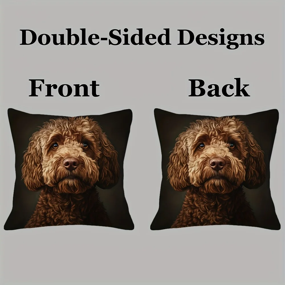 1pcs Short Plush Australian Labradoodle Dog Pillow Cover 18x18 Inch Double Sided Print Zipper Cushion Case Home Decor