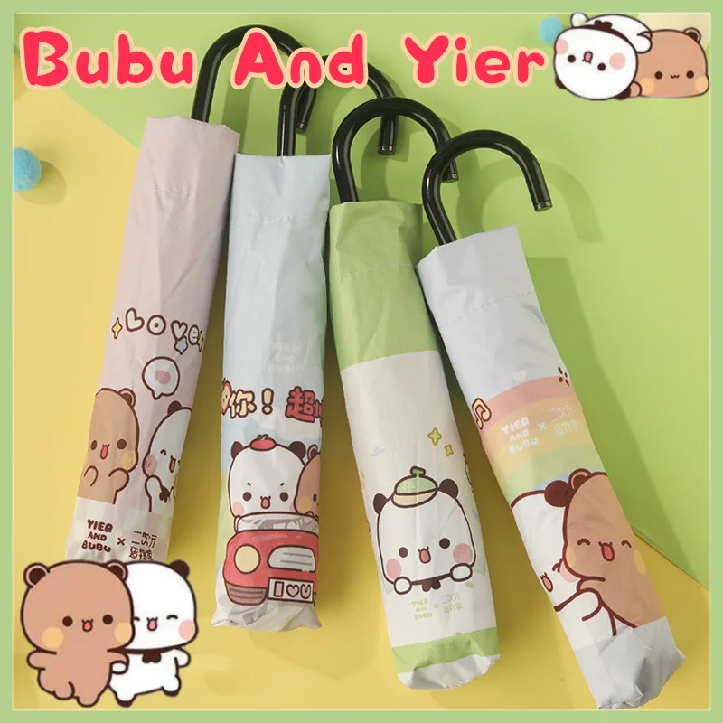 

All-Weather Panda Umbrella - Bubu & Dudu Cartoon Design, Bubu & Yier Foldable Umbrella For Sun Protection And Rain Couple Gifts