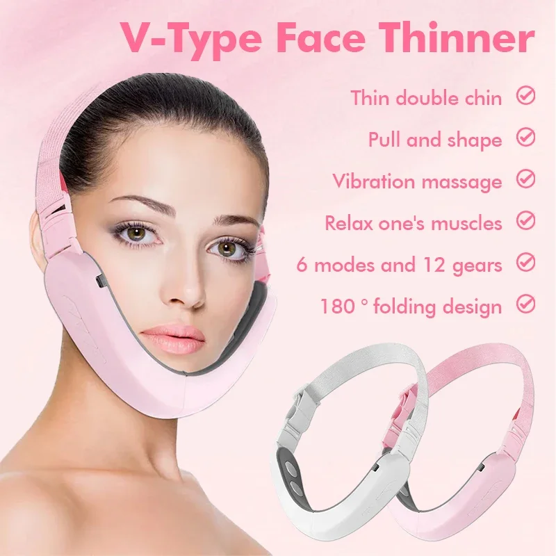 6 Modes Face Lifting Device EMS Microcurrent Skin Rejuvenation V Facial Tighten Massager Double Chin Lift Cheek Belt Beauty Care