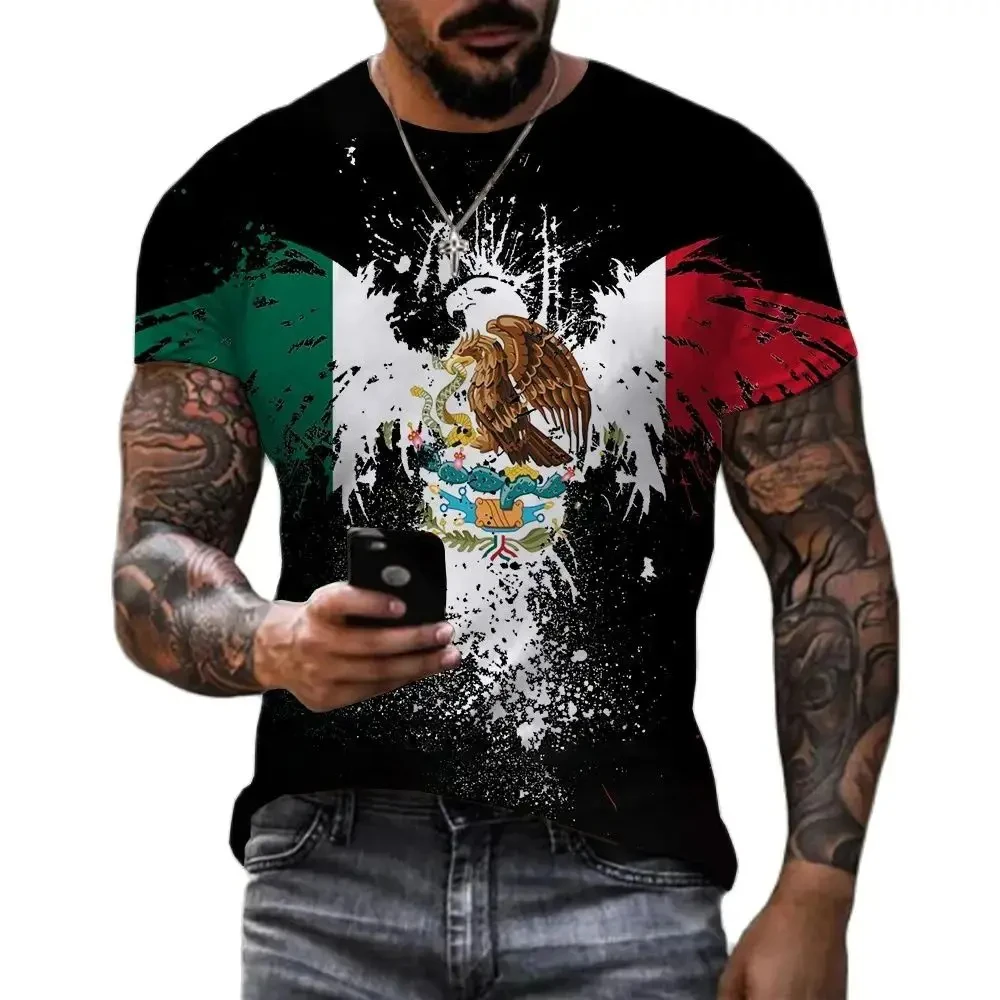 New World Flag T-shirt for Men 3d Graphics Printing Oversized Hot Selling Short-sleeved Shirt Retro Crewneck Top Men Clothing