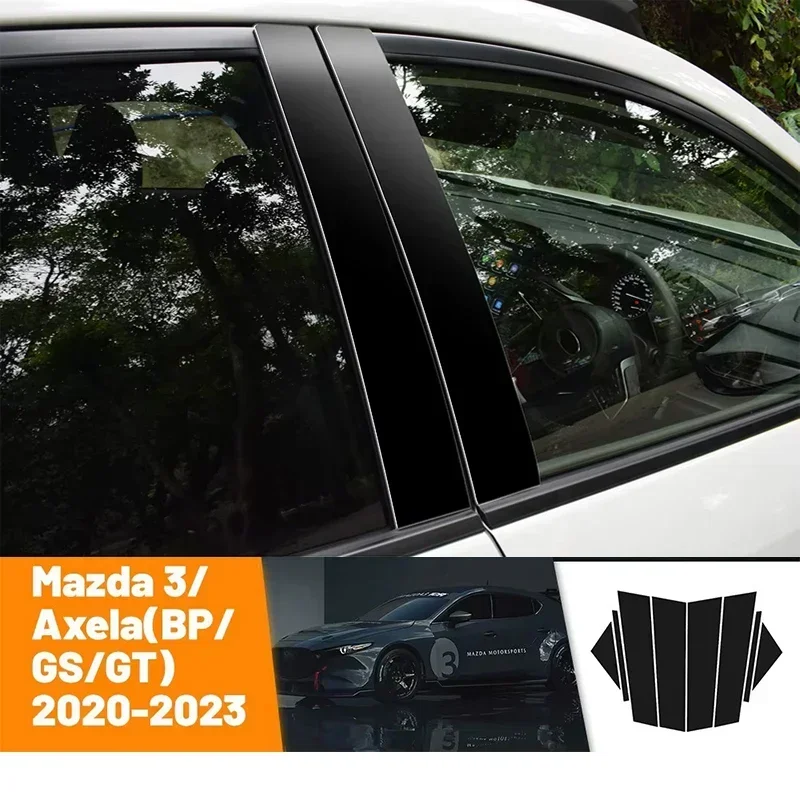 

Car Black Carbon Fiber Doors and Windows B C Stickers Accessories For Mazda 3 Axela BP GS GT 2020-2023 2021 2022
