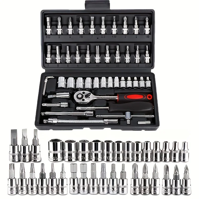 Complete Auto Mechanic Tool Kit - Premium Ratchet & Screwdriver Set, Ultra-Portable for Car, Bike & Motorcycle Maintenance