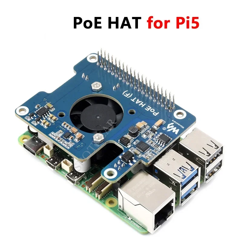 Raspberry Pi 5 PoE HAT Power over Ethernet 802.3af Moudle for Pi5