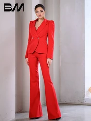 2-Piece Suit Set for Women, Blazer and Pants, Double Buttoned Tuxedo, Formal Office Lady Outfit Custmoized, Autumn Winter