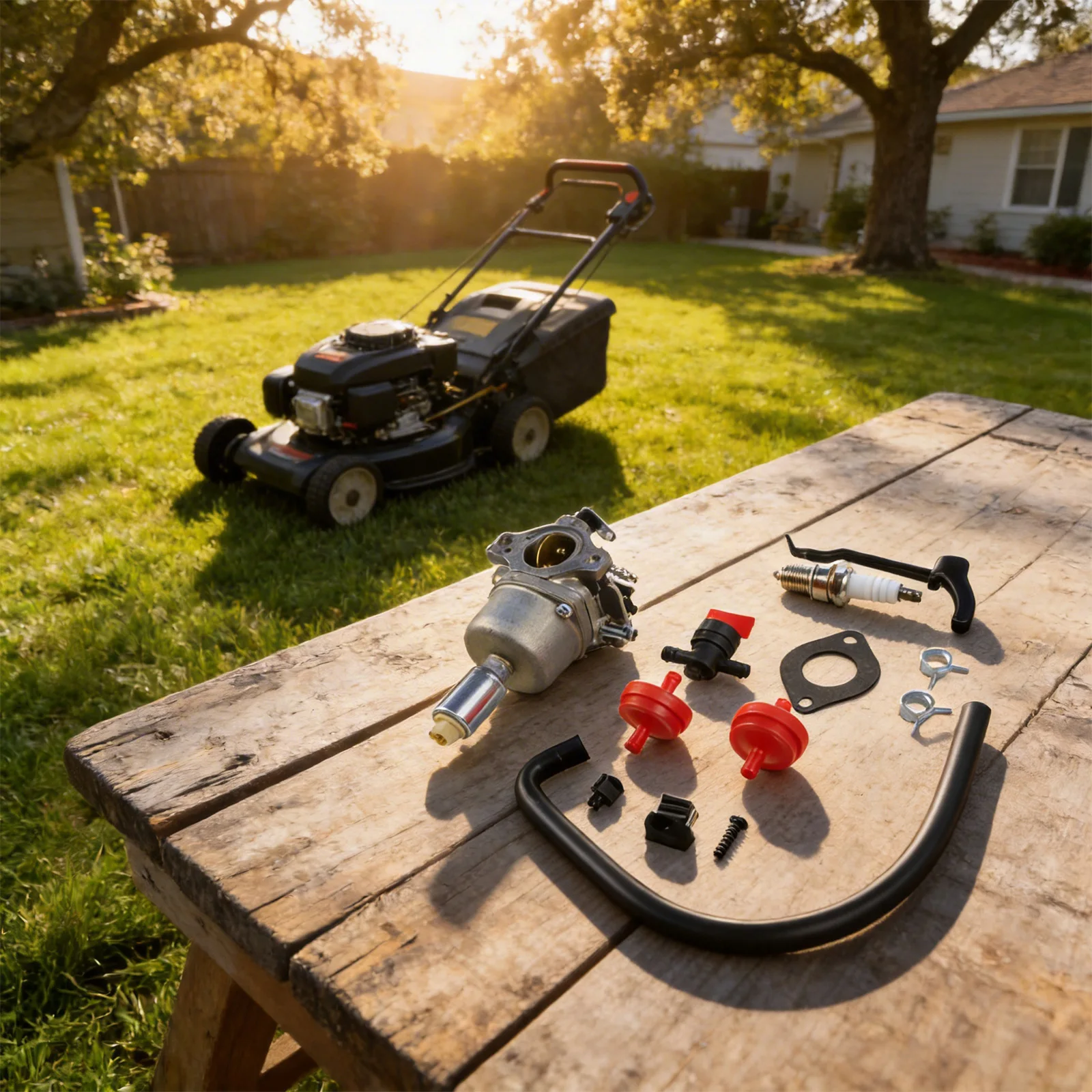 

Запасной комплект карбюратора для газонокосилки Poulan PP105G30, модель 592224 G02556, разработан для эффективного сгорания топлива