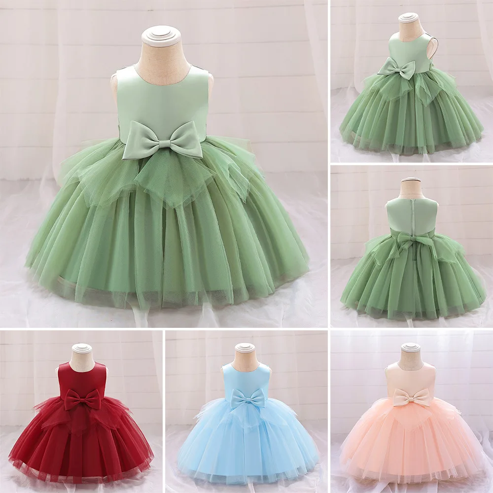 Princess Skirt for Girls Birthday Gift Red Pleated Sleeveless Mesh Skirt Wedding Ceremony Important Occasions Children Clothes