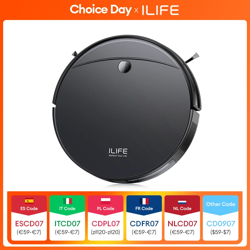 Robot aspirador ILIFE V10, succión de 5000Pa, navegación giroscópica, aspiradora robótica autocargable, Robot aspirador con cepillo giratorio para