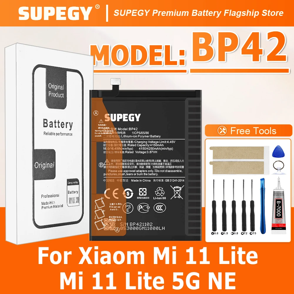 

100% New High Quality BP42 Battery For Xiaom Mi 11 Lite/Mi 11 Lite 5G NE/2109119DG Phone Batteries+Free Tools