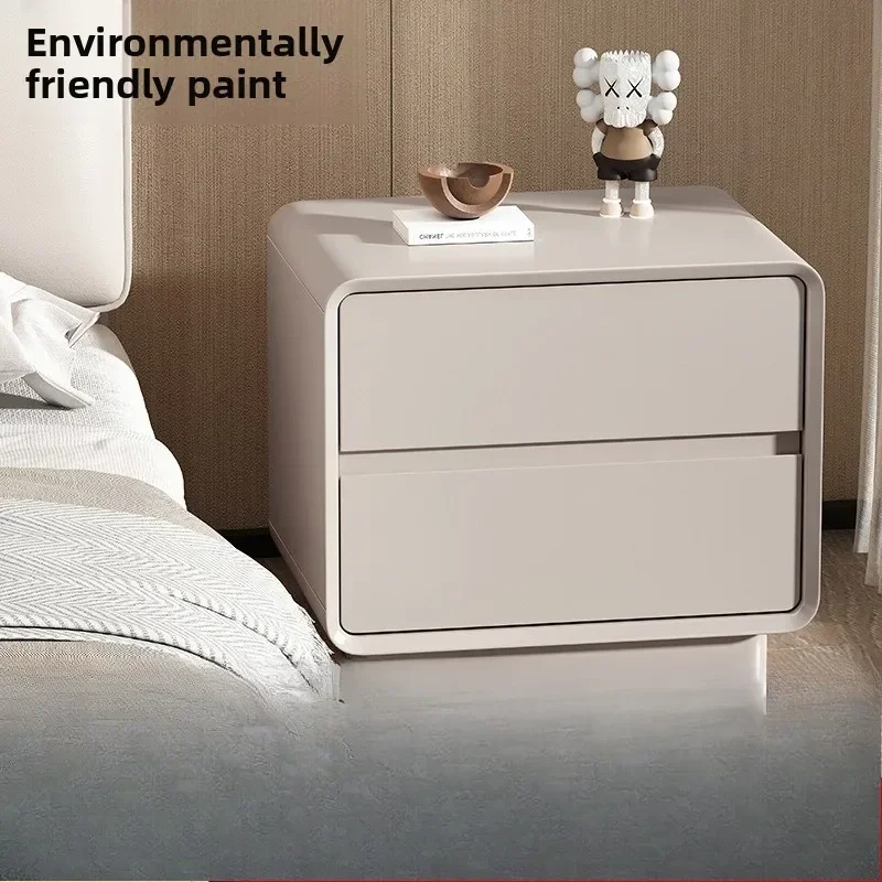 Exquisite Multi-functional Solid Wood Paint Bedside Table Household Bedroom Small Bedside Storage Cabinet
