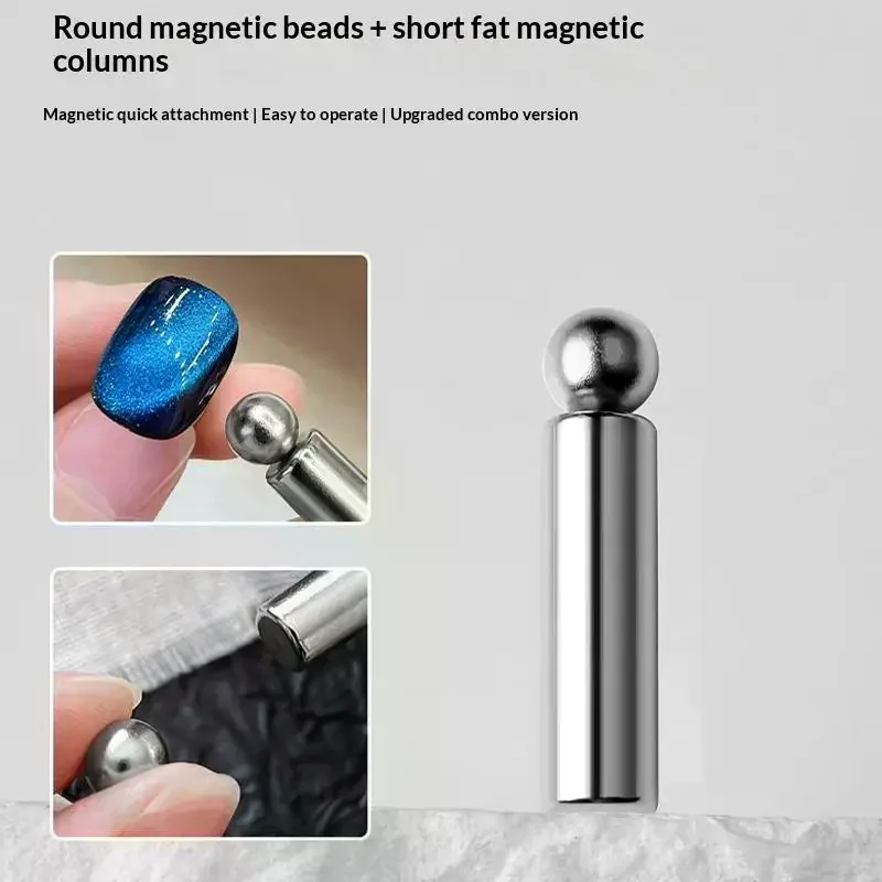 Caneta Magnética 2 em 1 para Nail Art, Conjunto de Bastões de Aço para Pintura 3D Efeito Olho de Gato, Bastão Magnético Potente para Esmalte em Gel, F