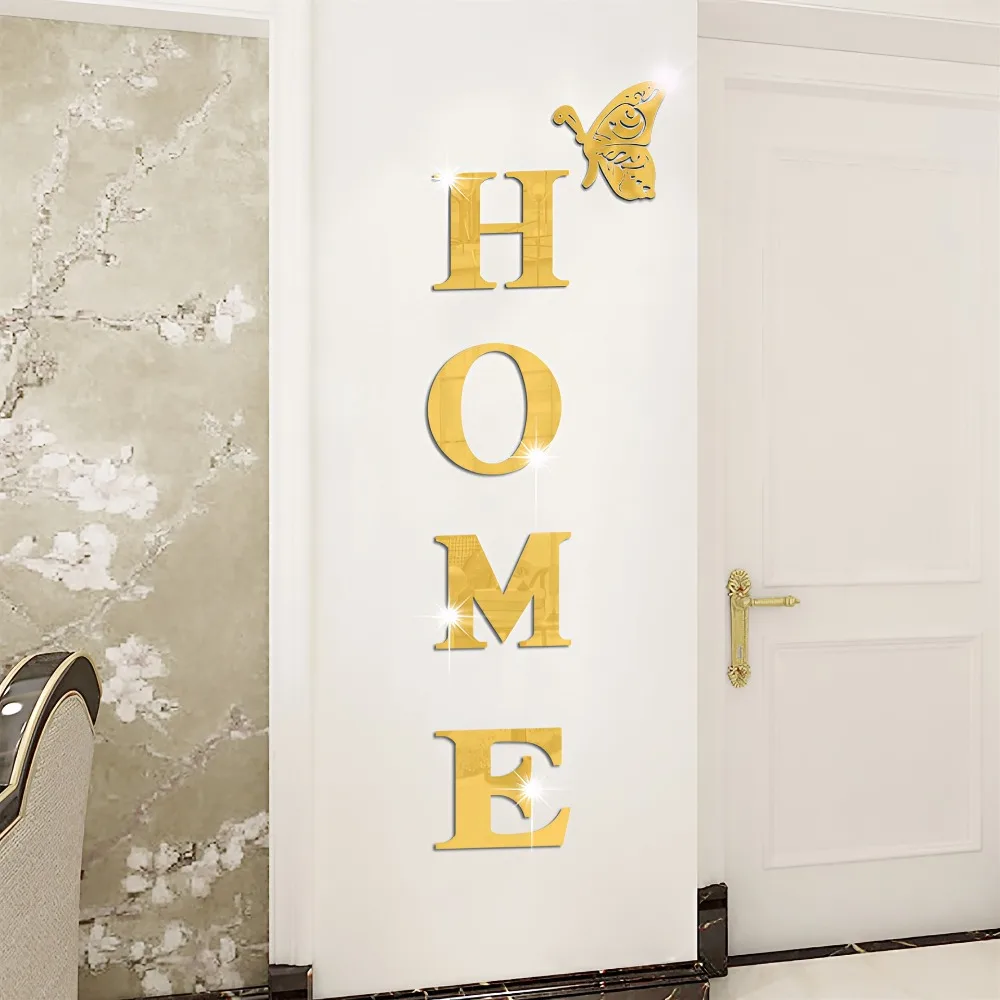 3D الاكريليك كبير DIY مرآة ذاتية اللصق للإزالة الجدار ملصق الأسرة الإنجليزية الأبجدية غرفة المعيشة غرفة نوم ديكور المنزل #5