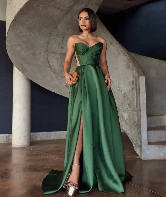 Customized High Quality Floor Length High Fork Sweetheart Backless Back Strap Sleeveless Women Robe De Soirée Bleu Serene Hill