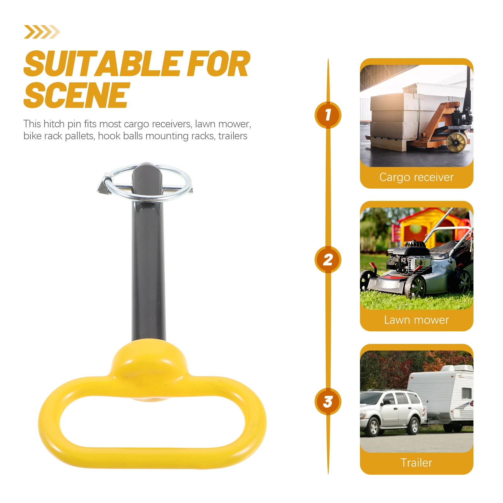 

Stainless Steel Trailer Hitch Pin Lawn Mower Locking Clip Durable Tow Stabilizer for Cargo Receiver Bike Rack Pallets Tractor