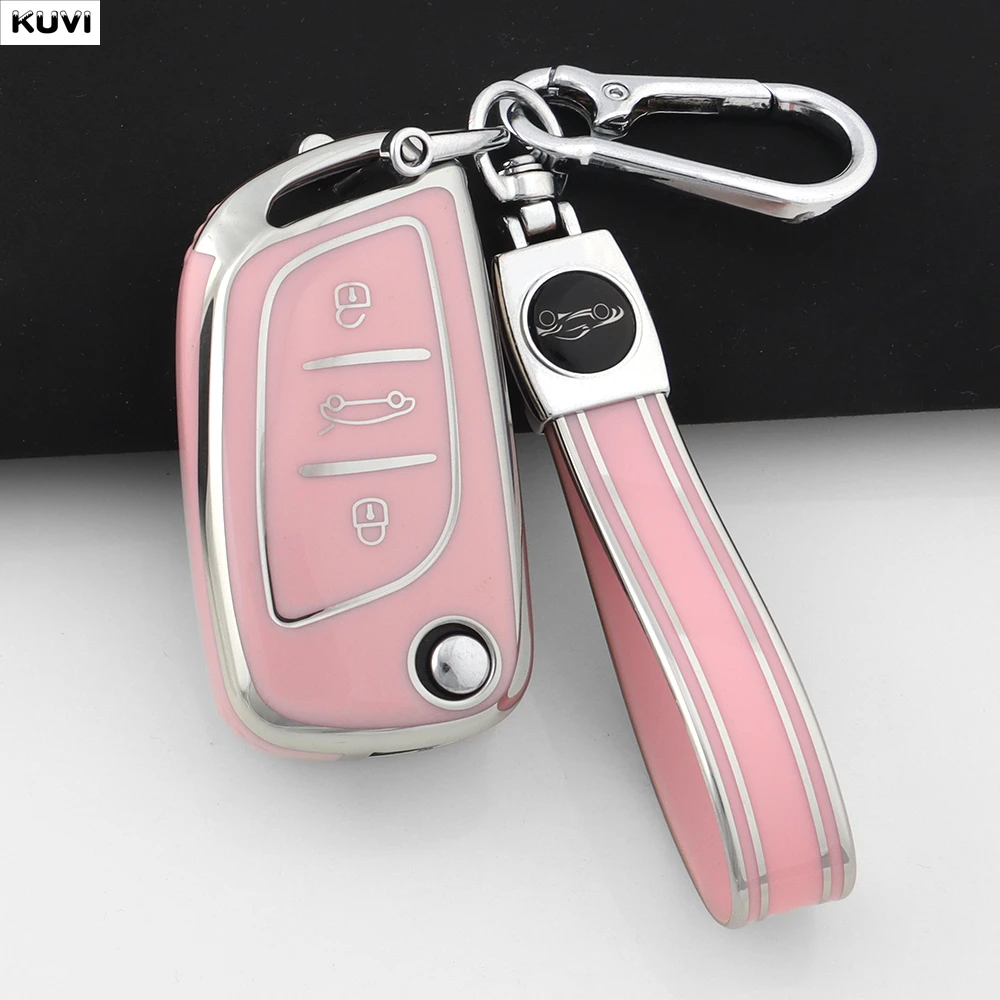 Modische TPU-Autoschlüsselhülle für Citroen C2 C3 C4 C5 C6 C8 DS4 und Peugeot 107 207 306 307 407 308 607 Schlüsselanhänger