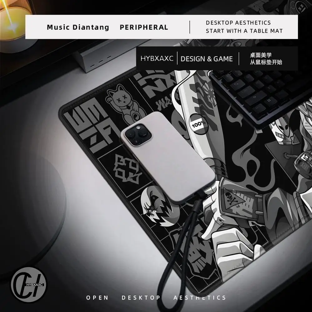 Kawaii Gray Gaming Office Desk Mat Japan Anime Mouse Pad Laptop Gamer Carpet Keyboard Large Mousepad Computer Table Mouse Mat