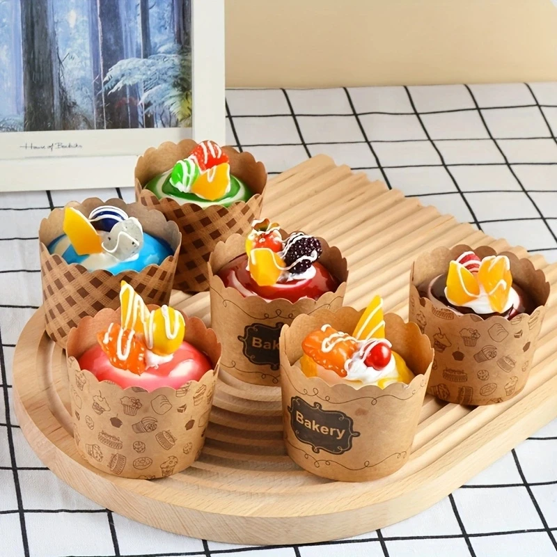 50pcs, Cake Baking Cup, Cupcake Moulds Paper, Mousse Cupwith Cover Baking Catering Container, Cake Cup, Muffin Cup