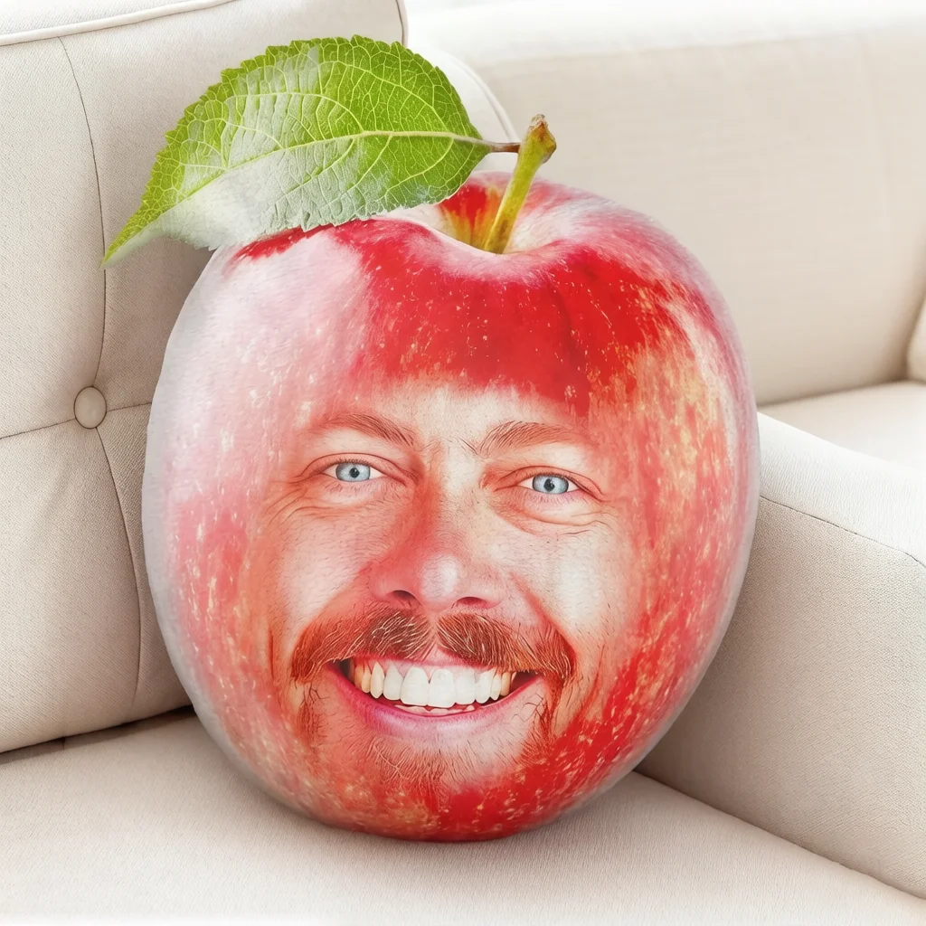 Apple Shaped Customized Face Cushion with Personalized Photo Cushion, the Ideal Choice for Sofa Decoration