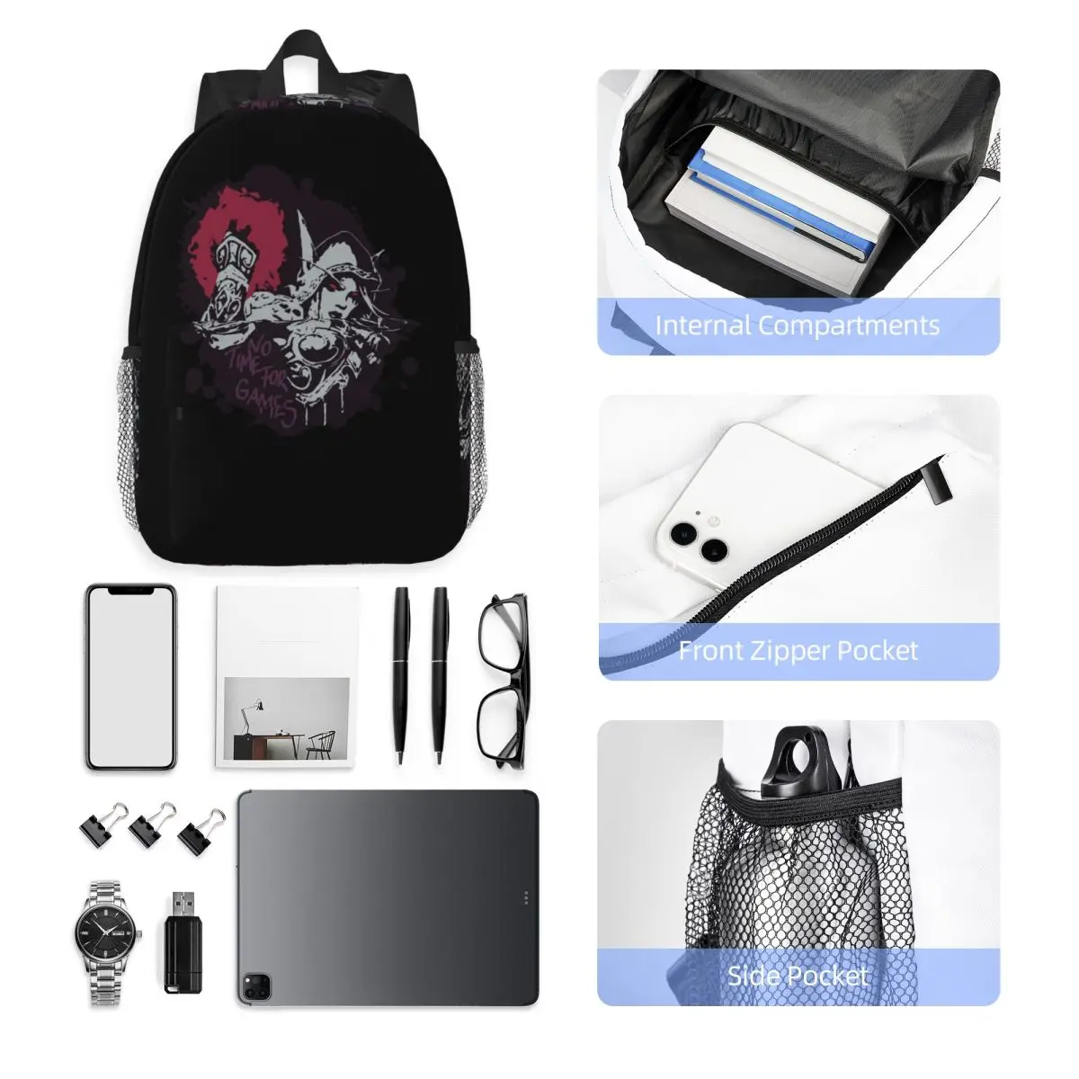 Sylvanas Has No Time For Games-mochila clásica, gran oferta, mochila de gran capacidad, bolsos de hombro para hombres y mujeres, mochila escolar