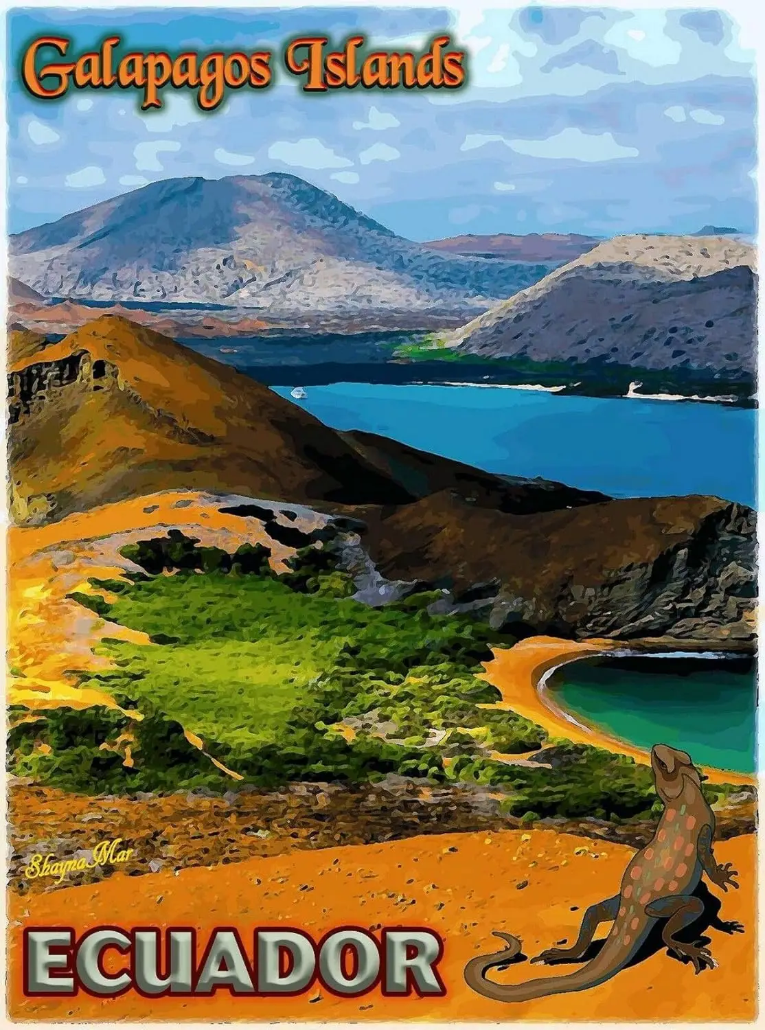 1p,TYmall Wall Art Metal Sign  Inch The Galapagos Islands Ecuador South America Travel Advertisement Art Metal Tin Sign House De