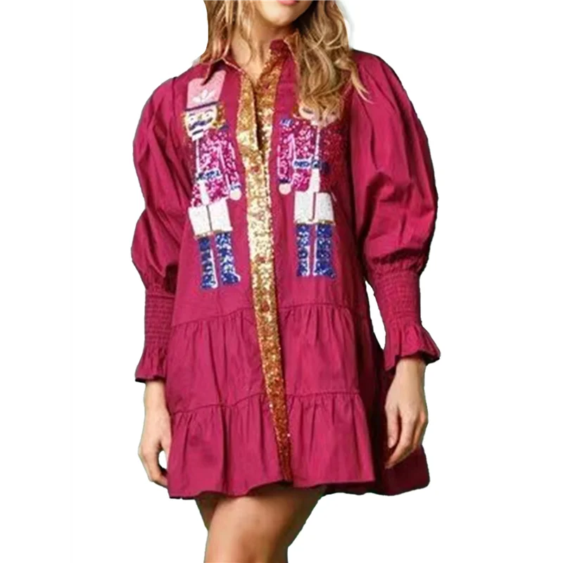 ASDS-Damenkostüm Nussknacker-Hemdkleid, Urlaub, Weihnachtsmann, Sweatshirt, Pullover, Minikleid