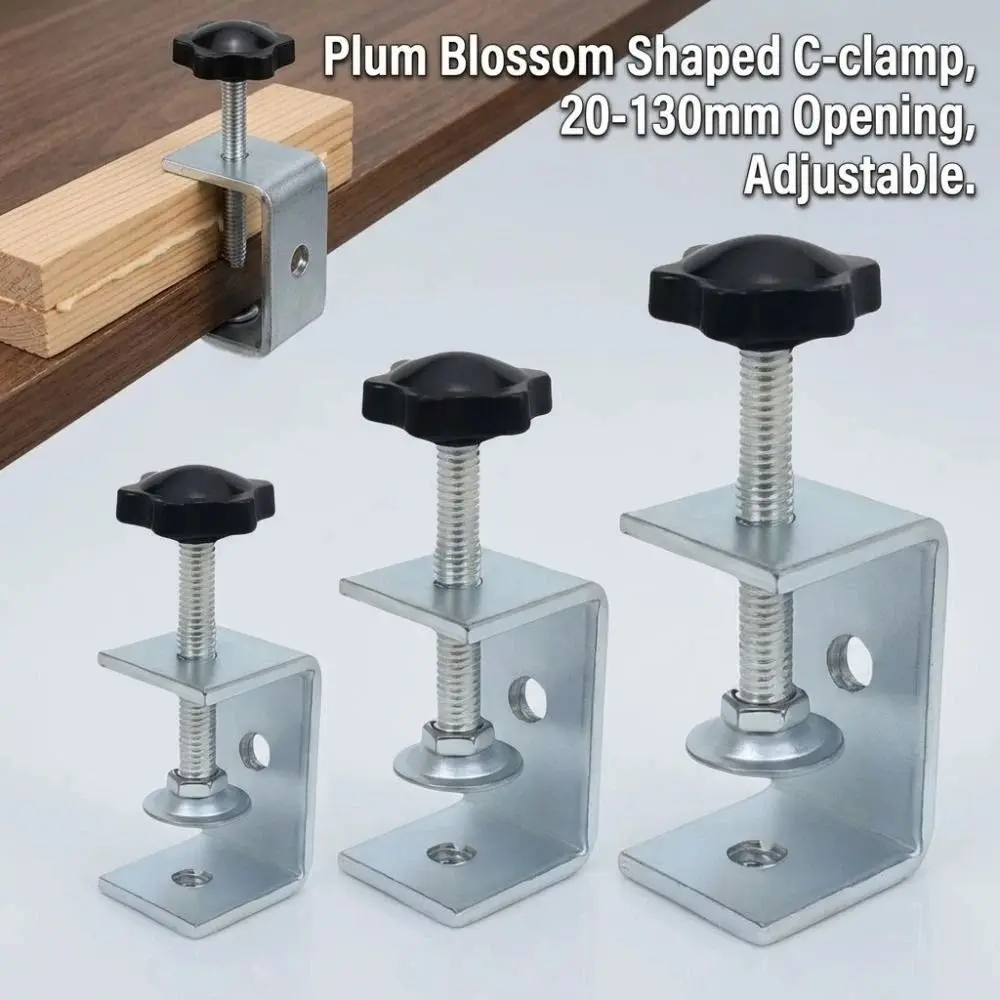 Plum Blossom Shaped C-clamp Hand-twisting 20-130mm Opening Square Clamp Adjustable Sturdy Fixed Holder Clip Hardware Fasteners