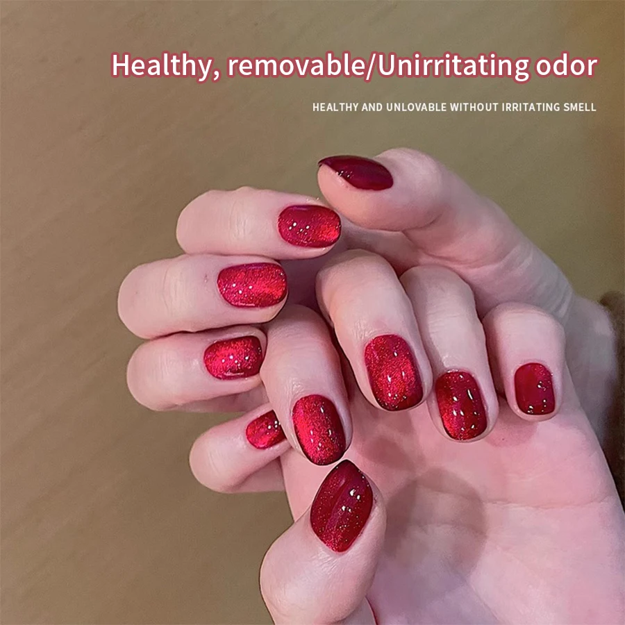 10ml 딸기 크리스탈 고양이 자석 젤 네일 폴리쉬 홀로그램 샤이니 세미 퍼머넌트 쏙 오프 UV LED 네일 바니쉬 DIY