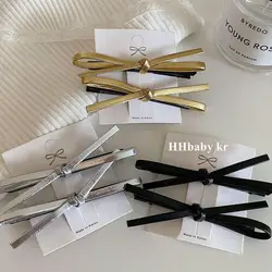 2023 PU Leather Bow Hairpin Hair Clip Fashion Design Personality Delicate Korea Sweet Cool y2k Girls Bobby Pin Hair Accessories