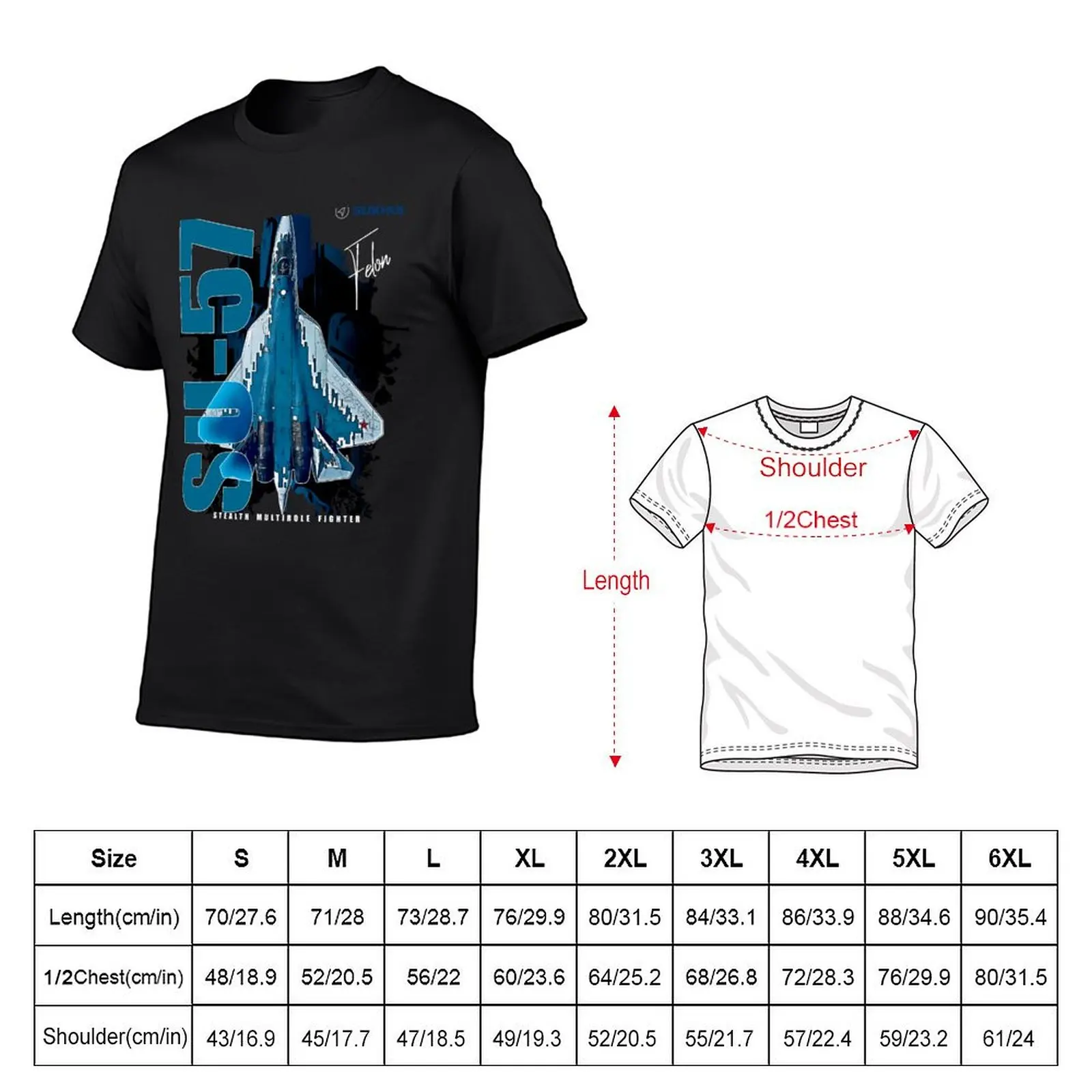 Sukhoi Su-57 Stealth Multirole Fighter Aircraft T-Shirt shirts graphic designer shirts plain white t shirts men