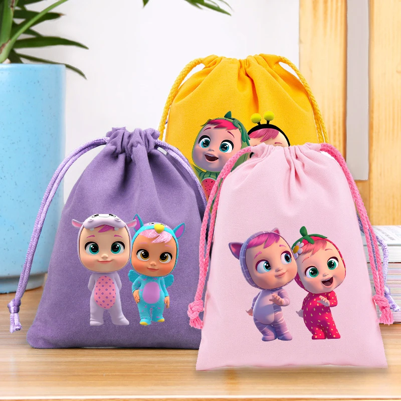 Bolsa de almacenamiento con cordón para bebés llorando, bolsas de regalo de lona para bebés, bolsa para paquete de dulces, organizador para el hogar, sacos reutilizables a prueba de polvo