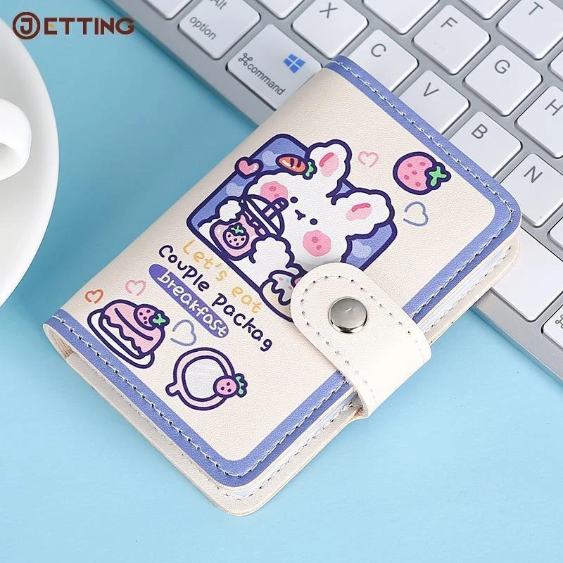 1PC Kawaii Bear PU Leather Card Holder Cute Multi Grid Business ID Credit Bank Card Case Photocards Holder Small Portable Wallet