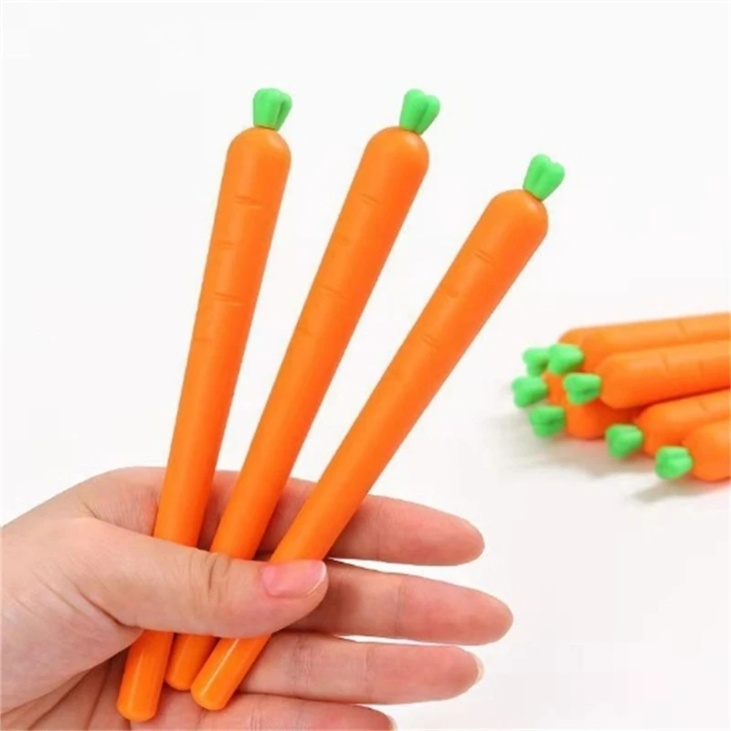 10 Pcs Carrot Gel Pen 0.5mm Neutral Pen Black Pen Smooth Writing Pen Vegetable Rollerball Pen for Student 41QA