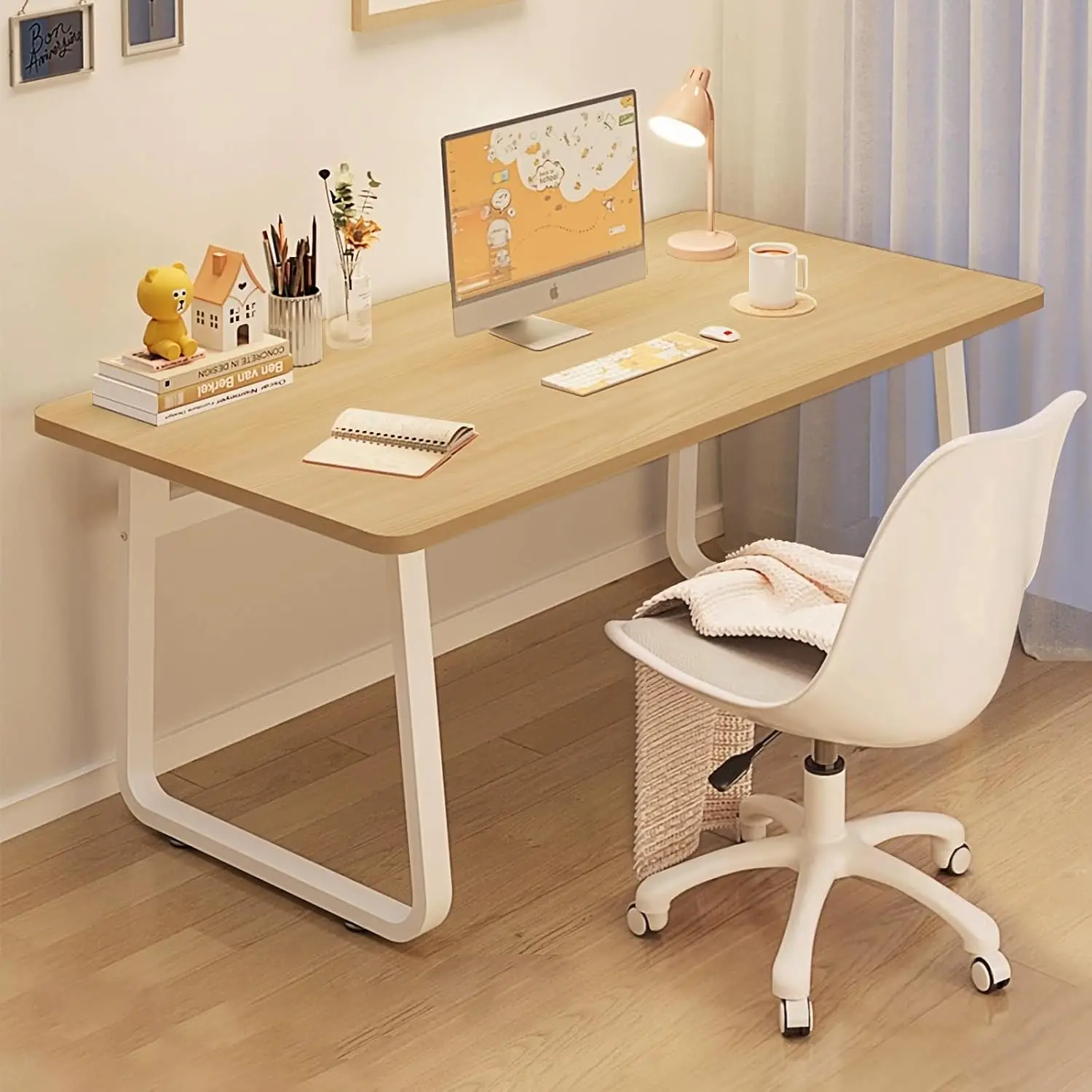 

Natural Modern Desk 47.2 Inch Computer Table Simple Style Office Writing Desk Industrial Office Sturdy Laptop Table for Home Off
