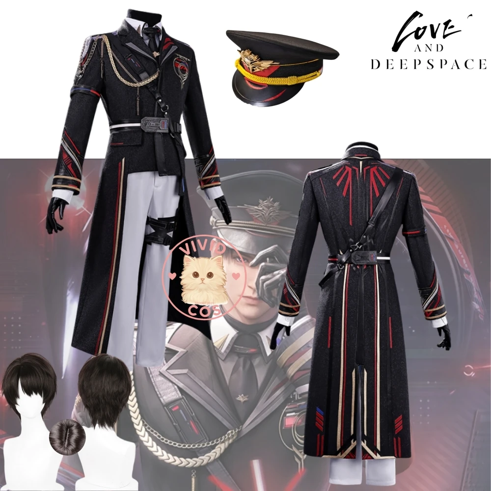 

Game Love and Deepspace Caleb Cosplay Costume Anime Role Playing Deepspace Captain Black Uniform Suits for Men Comic Con Party