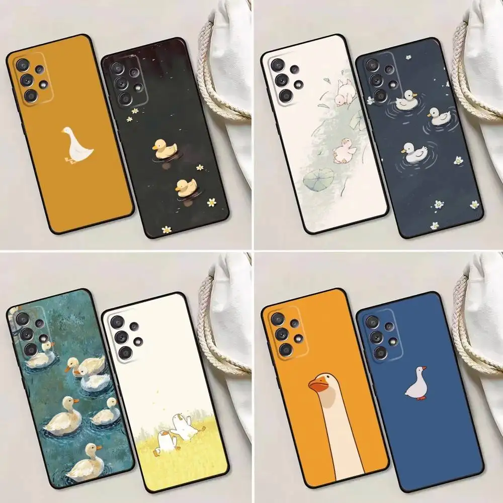 

duck Cartoon Phone Case For Samsung Galaxy A13,A21s,A22,A31,A32,A52,A53,A71,A80,A91 Soft Black Phone Cover