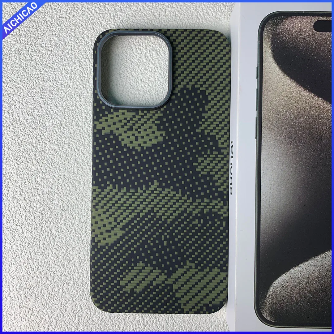 Real Carbon Fiber Phone Cases for iPhone 15 Pro Max,Aramid Fiber, Shockproof,Ultra Thin, Float Weaving proces iPhone 15 Pro Case