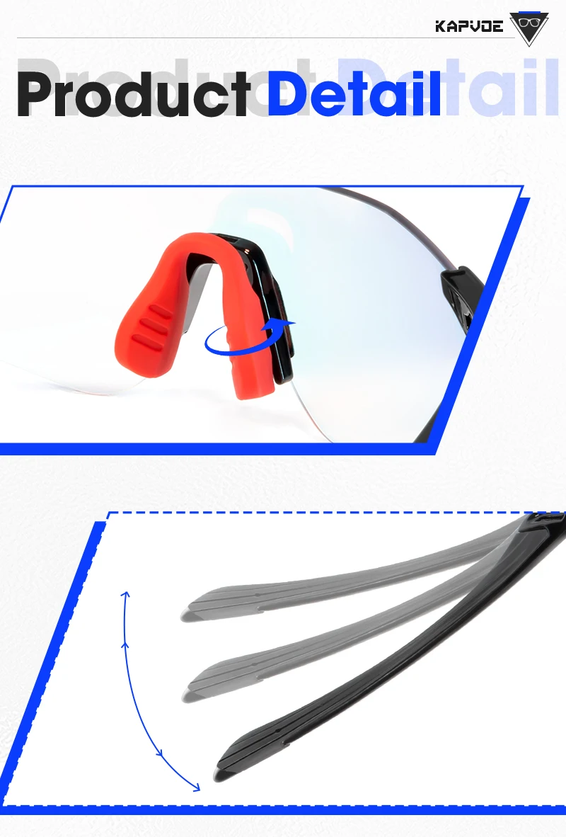 Kapvoe Leichtgewichtige Photochrome Laufsonnenbrille Sportbrille für Männer Marathon-Radbrille Mountainbike-Brille Eyewear – Detail 8