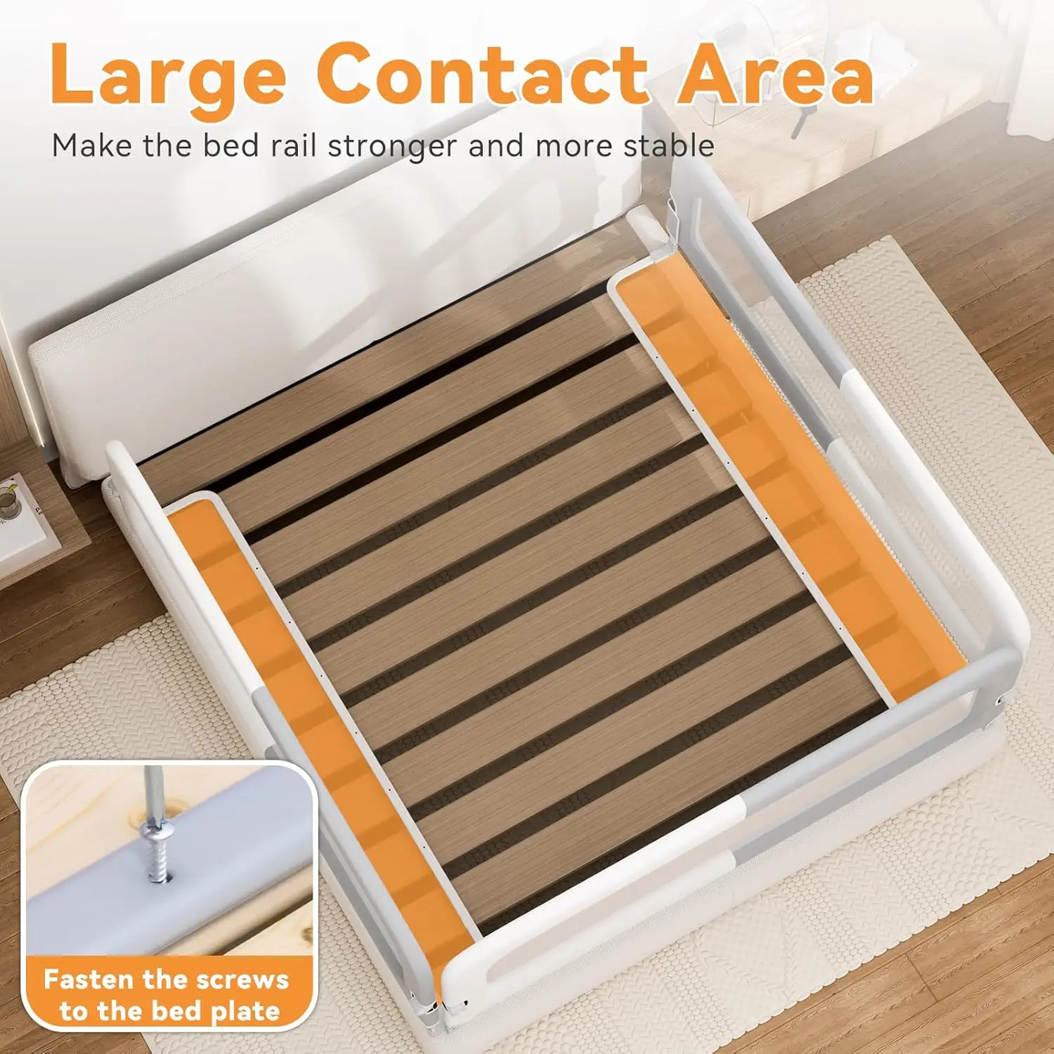 Protezione per binario letto pieghevole e stabile per bambini piccoli con base a U