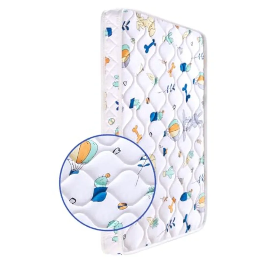 Mini Crib Mattress 38" x 24" x 4"- Firm Support and Comfort Premium FoamNoiseless and Odorless Hypoallergenic Mini Crib Mattres