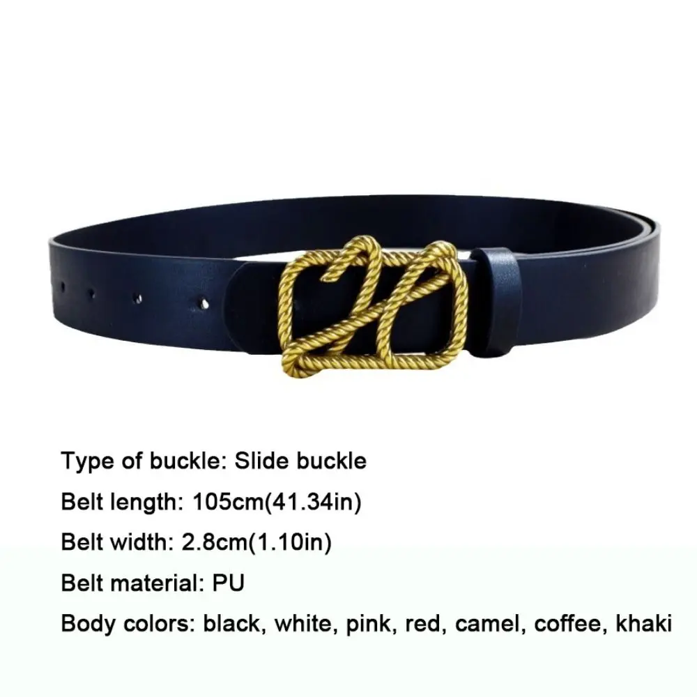 حزام جلد متعدد الاستخدامات للنساء ، زخرفة الخصر ، تصميم فاخر ، مشبك منزلق معدني ، حزام
