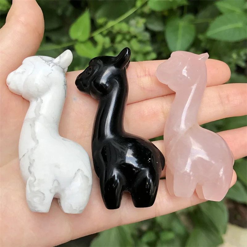 

Natural Crystal Alpaca Carving Quartz Animal Figurine Healing Gemstones Crafts Gift Room Decor Home Decoration Accessories 1pcs