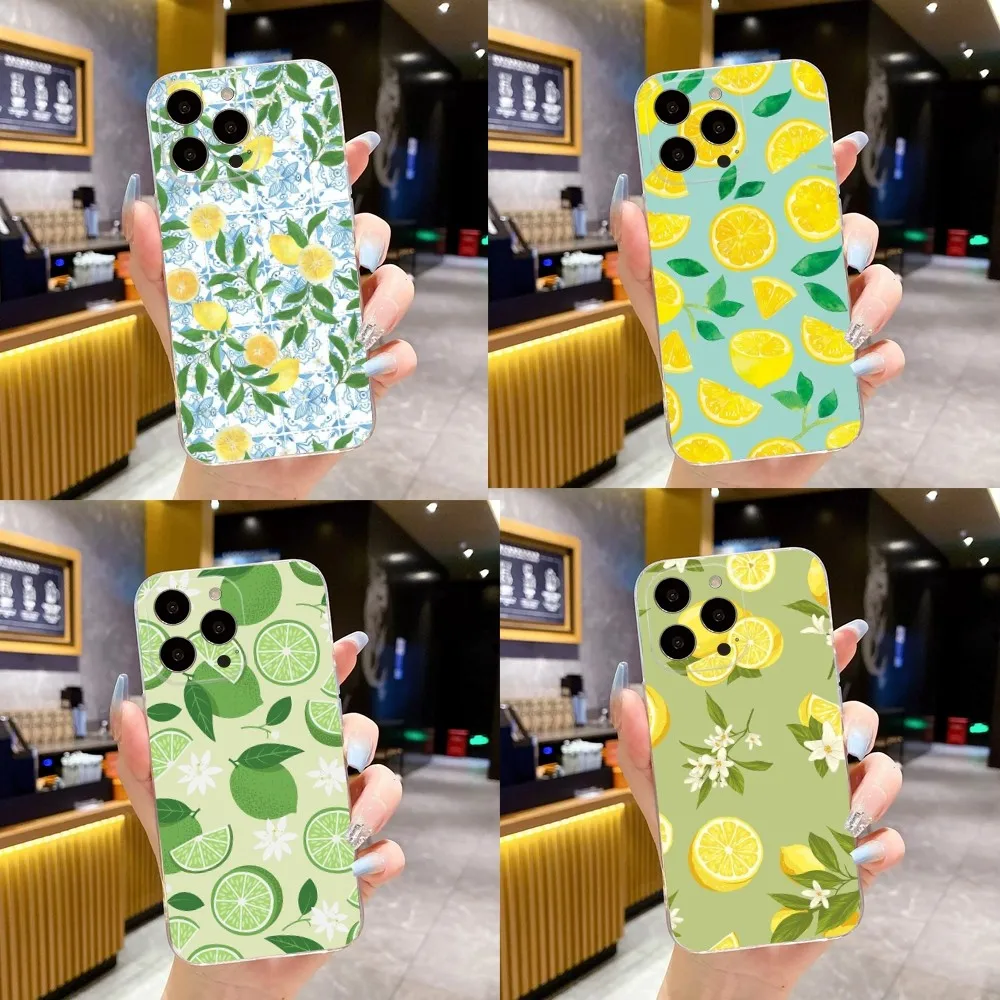 Fruit Lemon Phone Case For iPhone 15,14,13,12,11 Plus,Pro,Max,XR,XS,X,7,8 Plus,SE,Mini Transparent Soft Cover