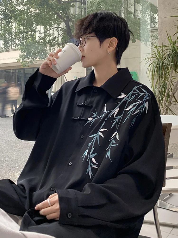 

New Chinese Style Long Sleeve Shirt Men's Spring Thin High-End Feeling Handsome Buttoned Shirt Style Tang Costume Dao Pao Coat