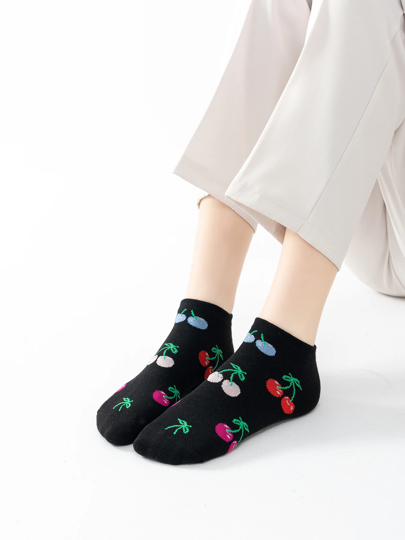 10/15 زوجًا من الجوارب النسائية الملونة المطبوعة بالفواكه للربيع والصيف، جوارب لطيفة غير رسمية بتصميم ممتع، جوارب مريحة #5