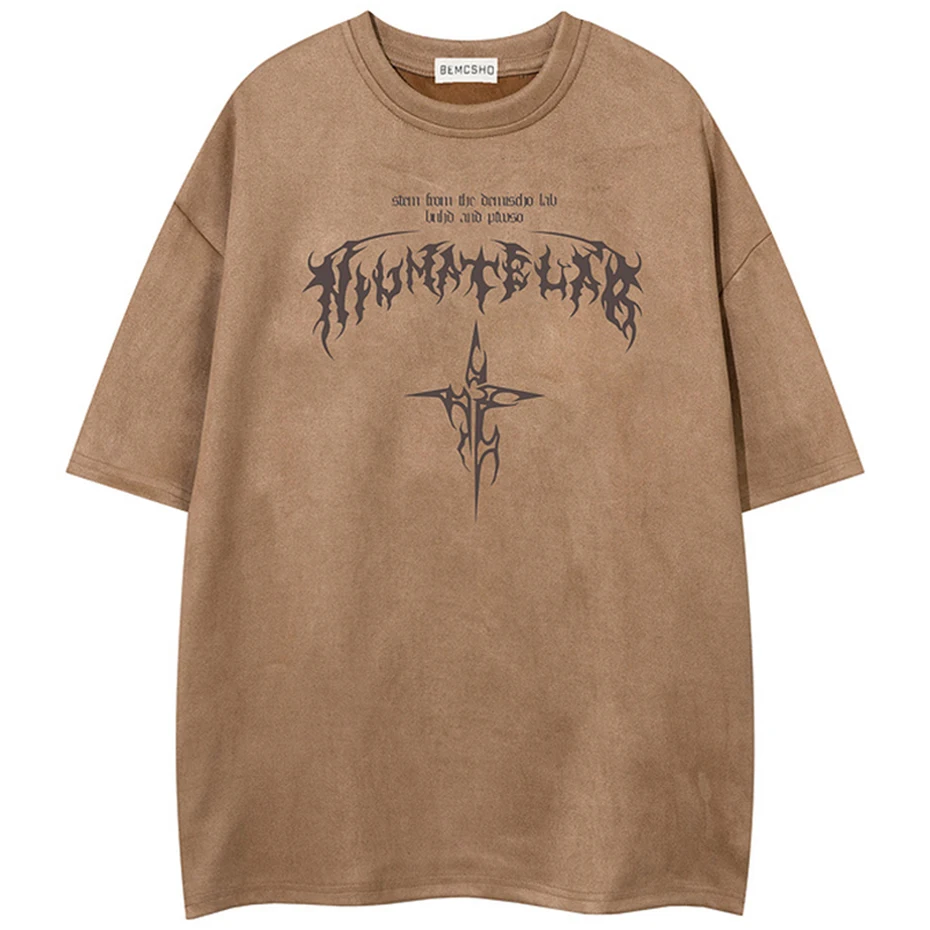 

Punk Gothic Retro Casual Men's T-shirt Oversized Loose Distressed Embroidery Summer Tshirts Tee Tops