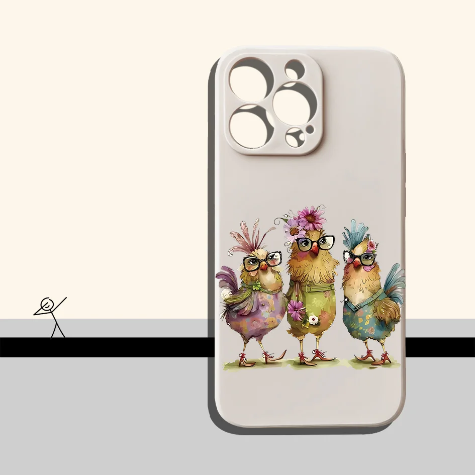 Guscio morbido premium con motivo famiglia di polli creativi alla moda per iPhone16 15 14 13 12Promax