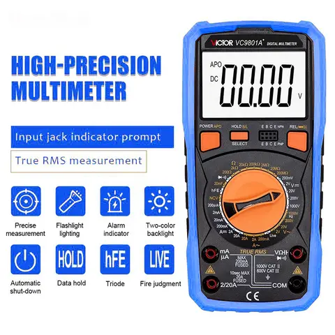 VICTOR 9801A+ 3 1/2 LCD Display Digital Multimeter Electrical Meter AC/DC Voltmeter Ohmmeter Handhold Tester