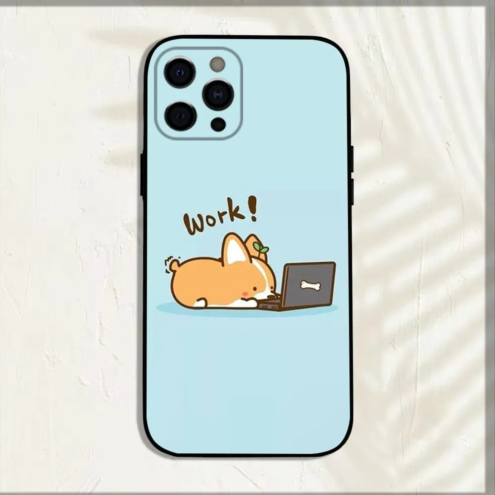 Corgi Pet Cute Dog Cartoon Phone Case For iPhone 15,14,13,12,11,Pro,X,XS,Max,XR,Plus,Mini Soft Black Cover