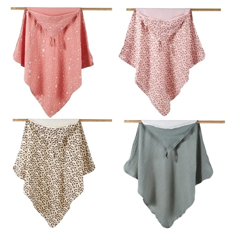 

M76C Children's Beach Towel Hooded Beach Changing Towel Wearable for Swimming Print/Solid Kids Bath Towel Bathrobe