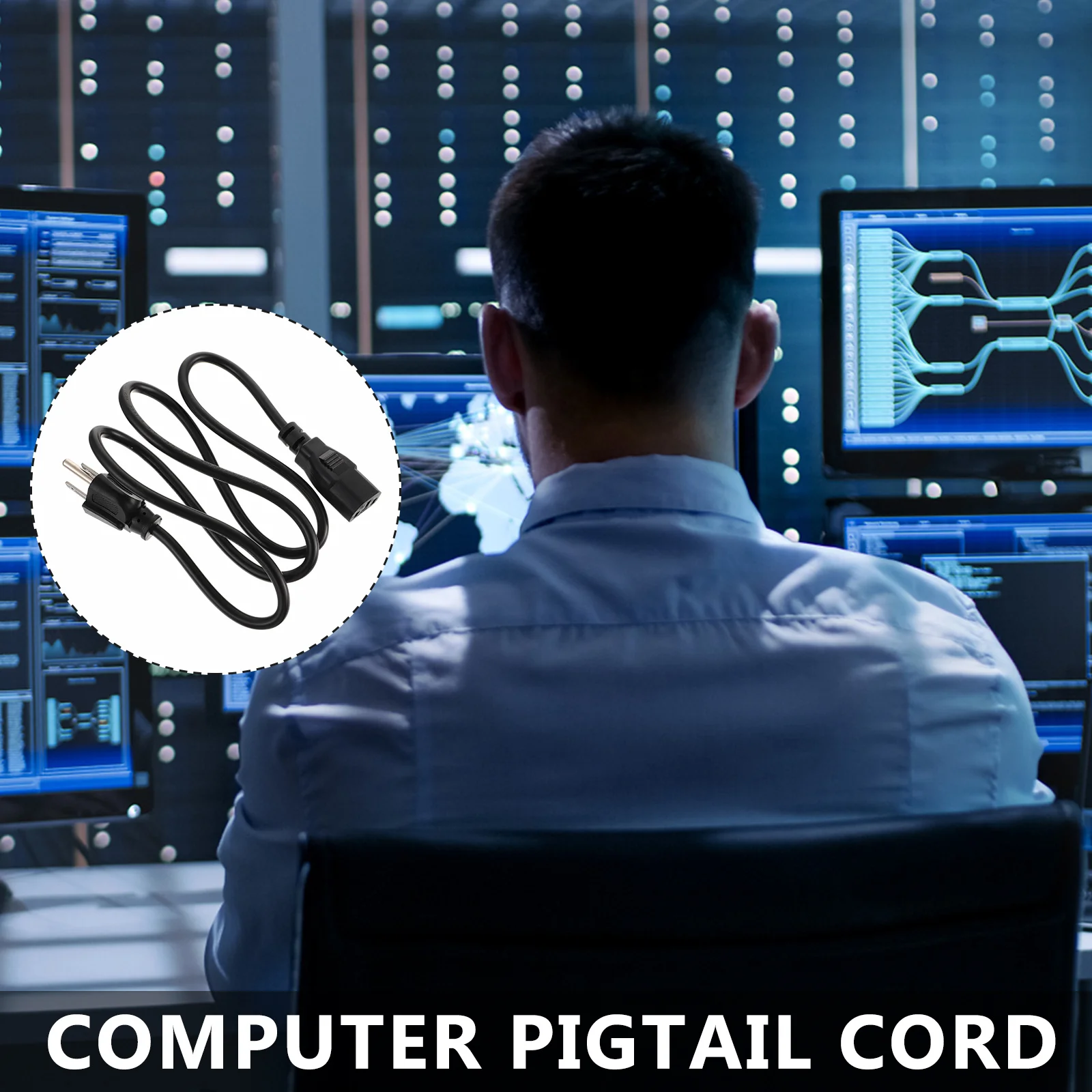 

1Pcs Us Plug Power Cord 3-Prong Extension Resistant Flame Retardant for Household Electronics Power Cable